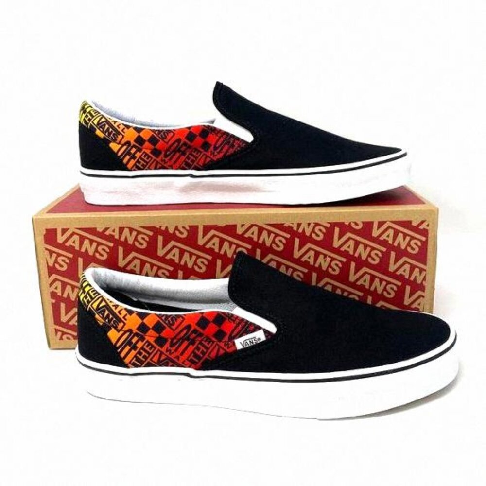 💖MEGA SALE💖VANS Classic Slip On Flame Black VN0A4U382N5 Women's Shoes Canvas